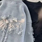 Men's Plus Size Distressed Knit Pullover Sweater - Farnelli