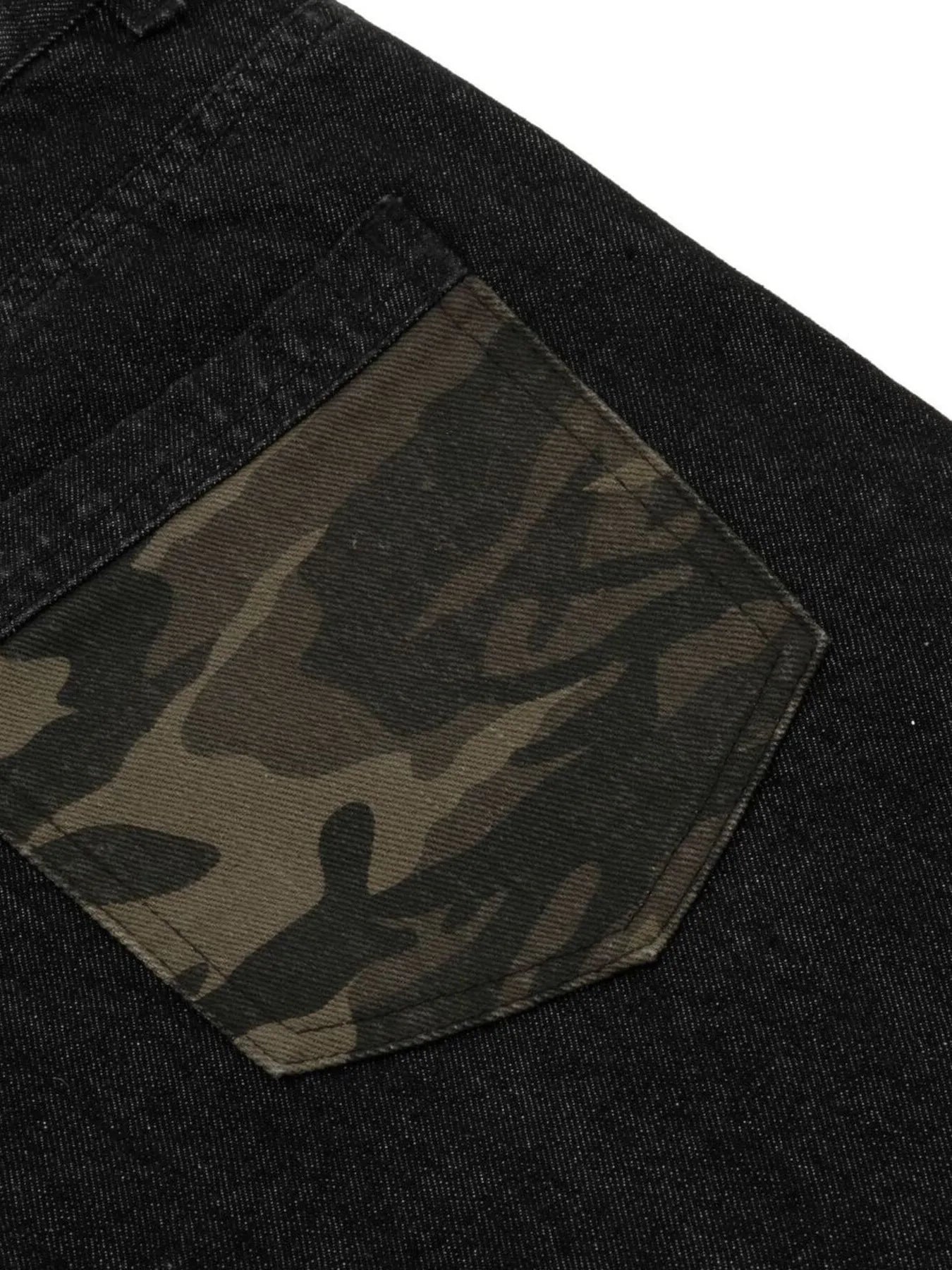 Men's Distressed Camo Trim Denim Bermuda Shorts - Farnelli