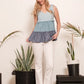 Lime 'N' Chili Full Size Color Block V-Neck Baby Doll Sleeveless Top Plus Size - Farnelli
