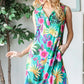 Heimish Full Size Floral Johnny Collar Sleeveless Dress Plus Size - Farnelli
