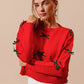 SO ME Ribbon Bow Applique Sweater - Farnelli