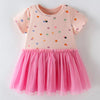 Children's Cute Polka Dot Tulle Party Dress - Watermelon pink