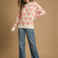 Umgee Mix Heart Pattern Pearl Accent Sweater - Farnelli