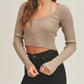 MABLE Long Sleeve Crop Sweater Top and Inner Bra Set - Farnelli
