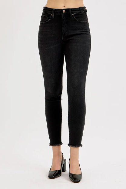 RISEN Full Size Tummy Control High Rise Adjustable Waist Skinny Jeans Plus Size - Farnelli