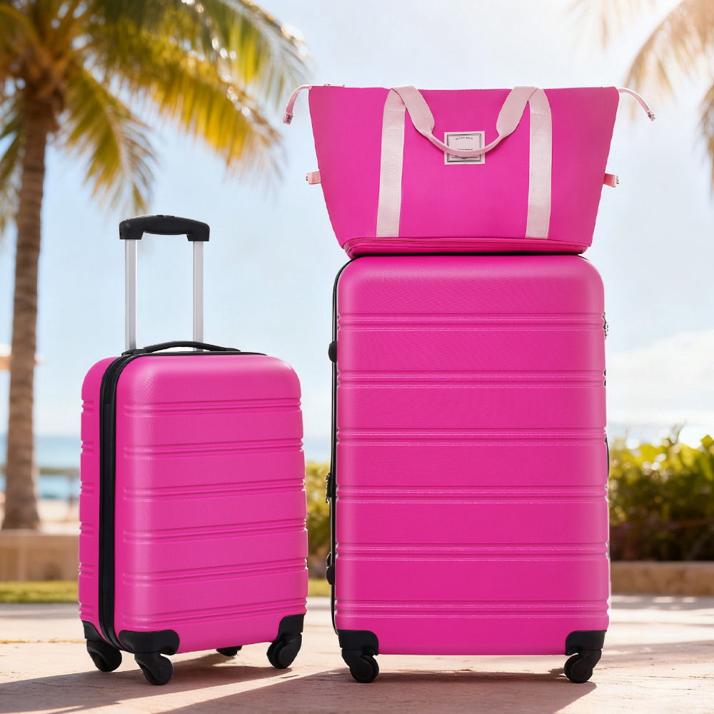 HouseOfZazla pink hardshell luggage set with TSA lockimuhamed