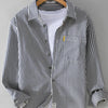 Men's Plus Size Striped Button Up Long Sleeve Shirt - Dark Blue Pieces