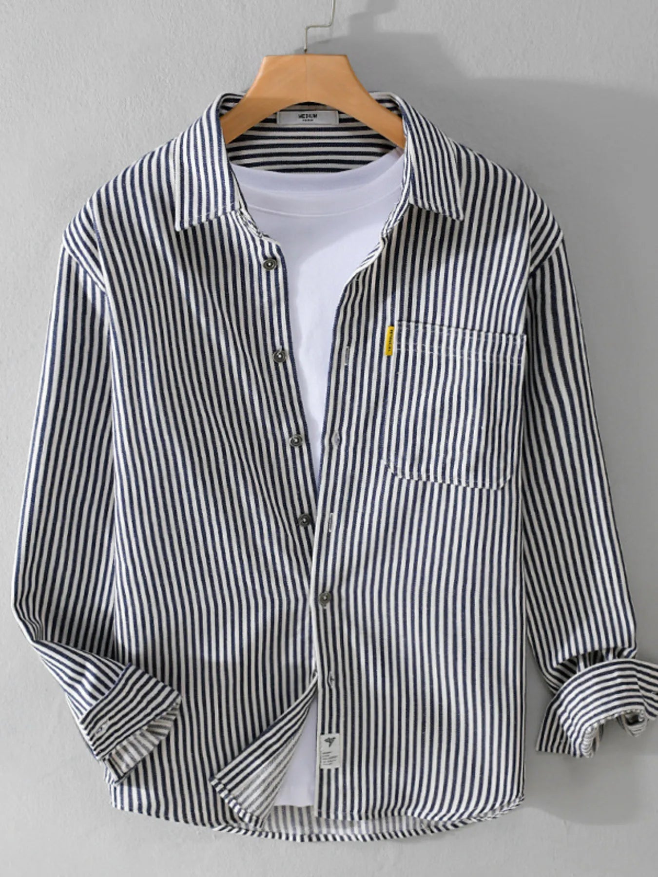 Men's Plus Size Striped Button Up Long Sleeve Shirt - Farnelli