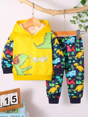 Children's Dinosaur Print Hoodie and Pants Set - Farnelli