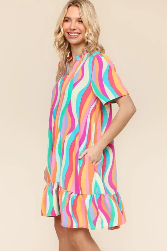 Haptics Tiered Woven Ruffle Hem Dress - Farnelli