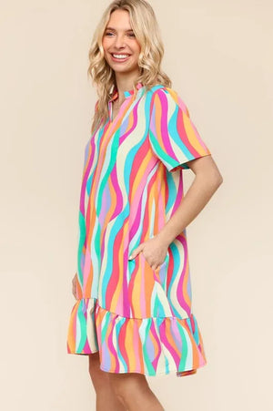 Haptics Tiered Woven Ruffle Hem Dress - Farnelli
