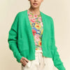 Davi & Dani Open Front Drop Shoulder Cardigan - Green