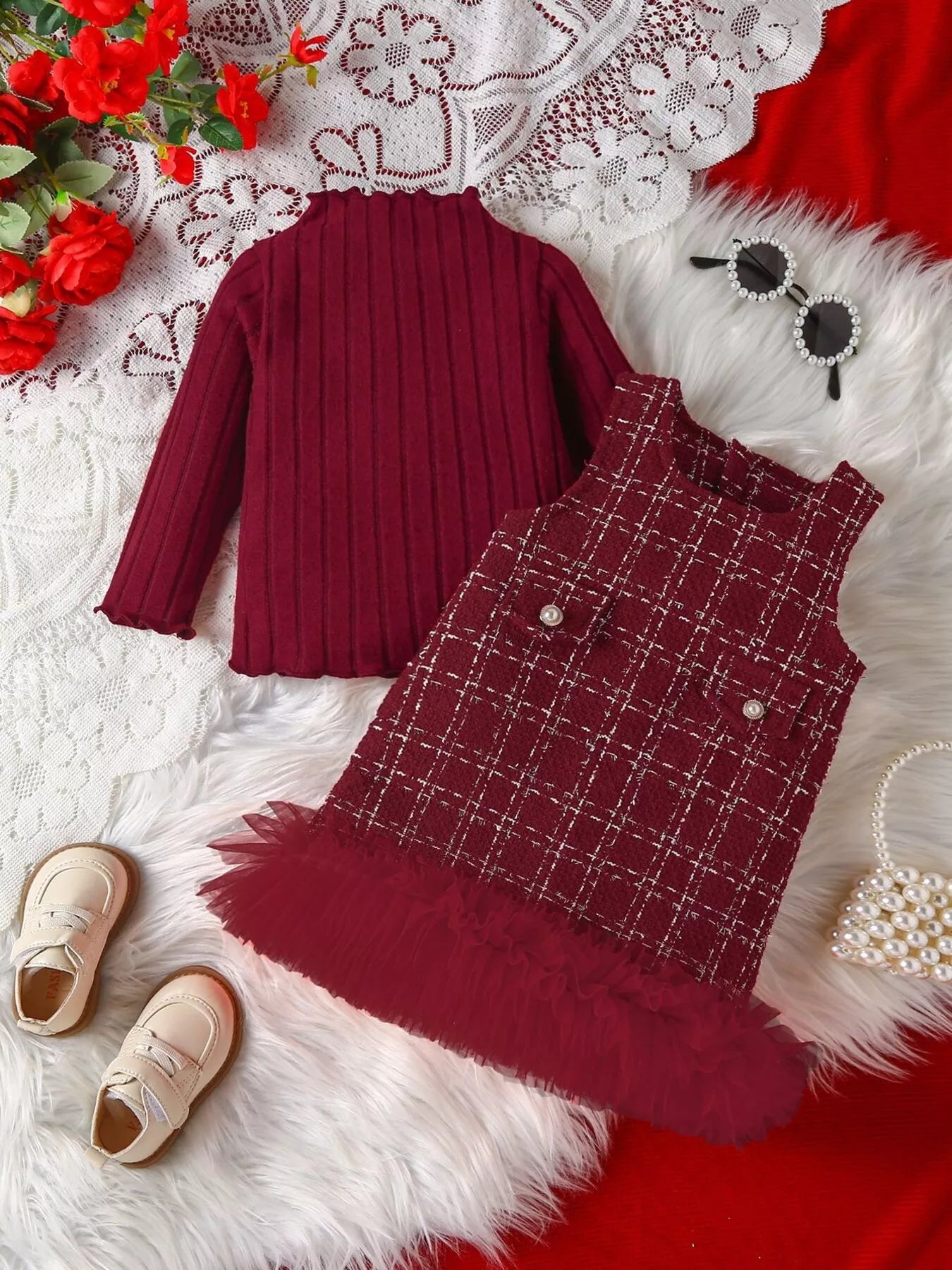 Children's Ribbed Knit Top and Dress Set - Farnelli