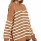 Zenana Exposed Seam Striped Oversized Sweater - Farnelli