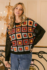 BiBi Granny Square Front Long Sleeve Top - Farnelli