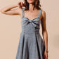 SO ME Mineral Washed Bow Ribbon Denim Flare Dress - Farnelli