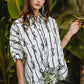 BiBi Bow Ribbon Woven Printed Button Down Shirt - Farnelli