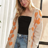 ADORA Button Down Heart Sweater Cardigan - OATMEAL/ORANGE