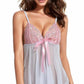 Black mesh lace cup babydoll lingerie from 3wishes.com with delicate floral lace and sheer fabric, designed for a flirty, alluring look.