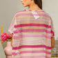 BiBi Striped Openwork Short Sleeve Knit Cover Up - Farnelli