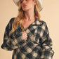 Aemi + Co Slit Plaid Half Zip Drop Shoulder Top - Farnelli