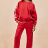 BiBi Side Lined Bow Details Fleece Sweatpants - RED