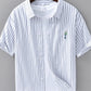 Men's Plus Size Striped Button Up Long Sleeve Shirt - Farnelli