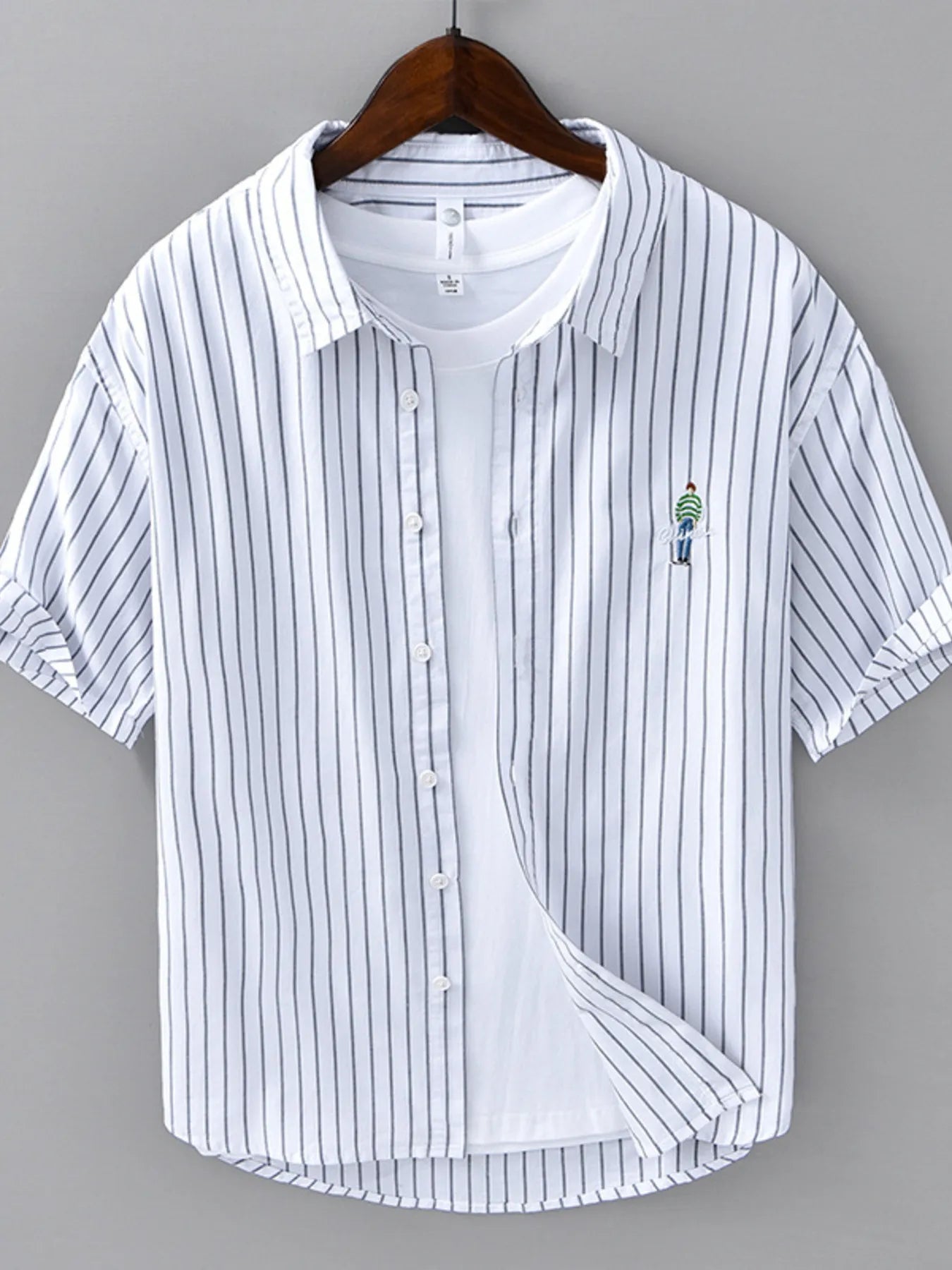 Men's Plus Size Striped Button Up Long Sleeve Shirt - Farnelli