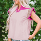 Maci Ruffled Sleeve Frill V Neck Blouse - Farnelli