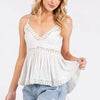 Mittoshop Crisscross Back Lace Detail V-Neck Cami - Ivory