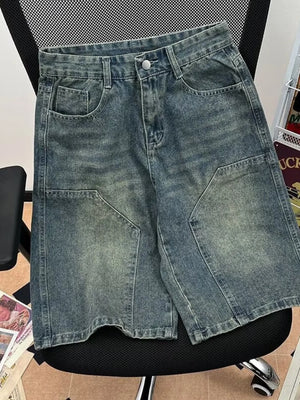 Men's Plus Size Vintage Wash Denim Shorts - Farnelli