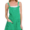 Zenana Woven Double Gauze Acid Washed Romper - K GREEN