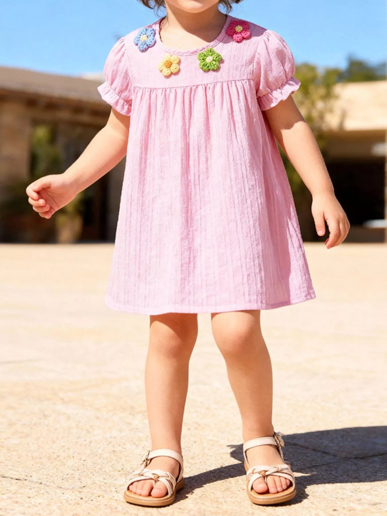 Children's Floral Ruffled Sleeve Dress - Farnelli