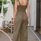 ODDI Full Size Bodice Smocked Sleeveless Jumpsuit - Farnelli