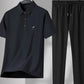 Men's Plus Size Button Detail Short Sleeve Polo and Pants Set - Farnelli