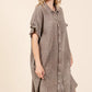 Mittoshop Mineral Wash Cotton Gauze Mini Shirt Dress - Farnelli