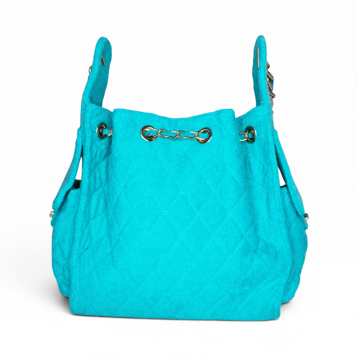 BEACH HAUS Bayshore Bucket Small in turquoise, compact bucket bag with structured shape and top handle