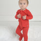 Red Christmas Bamboo Baby Pajamas – Zipper Footie