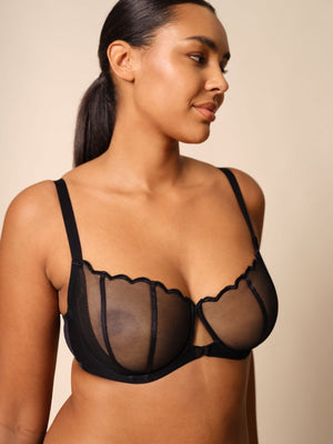 Gossard Obsession Black Sheer Unpadded Balconette Bra-1