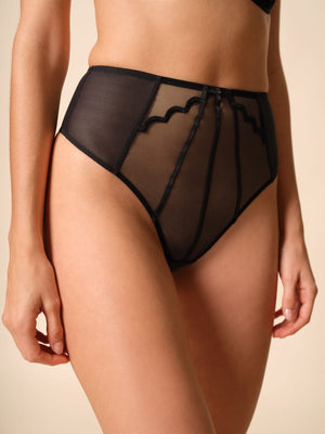 Gossard Obsession Black Sheer Deep Brief Panty-0