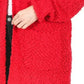 Zenana Long Sleeve Popcorn Sweater Cardigan with Pockets - Farnelli