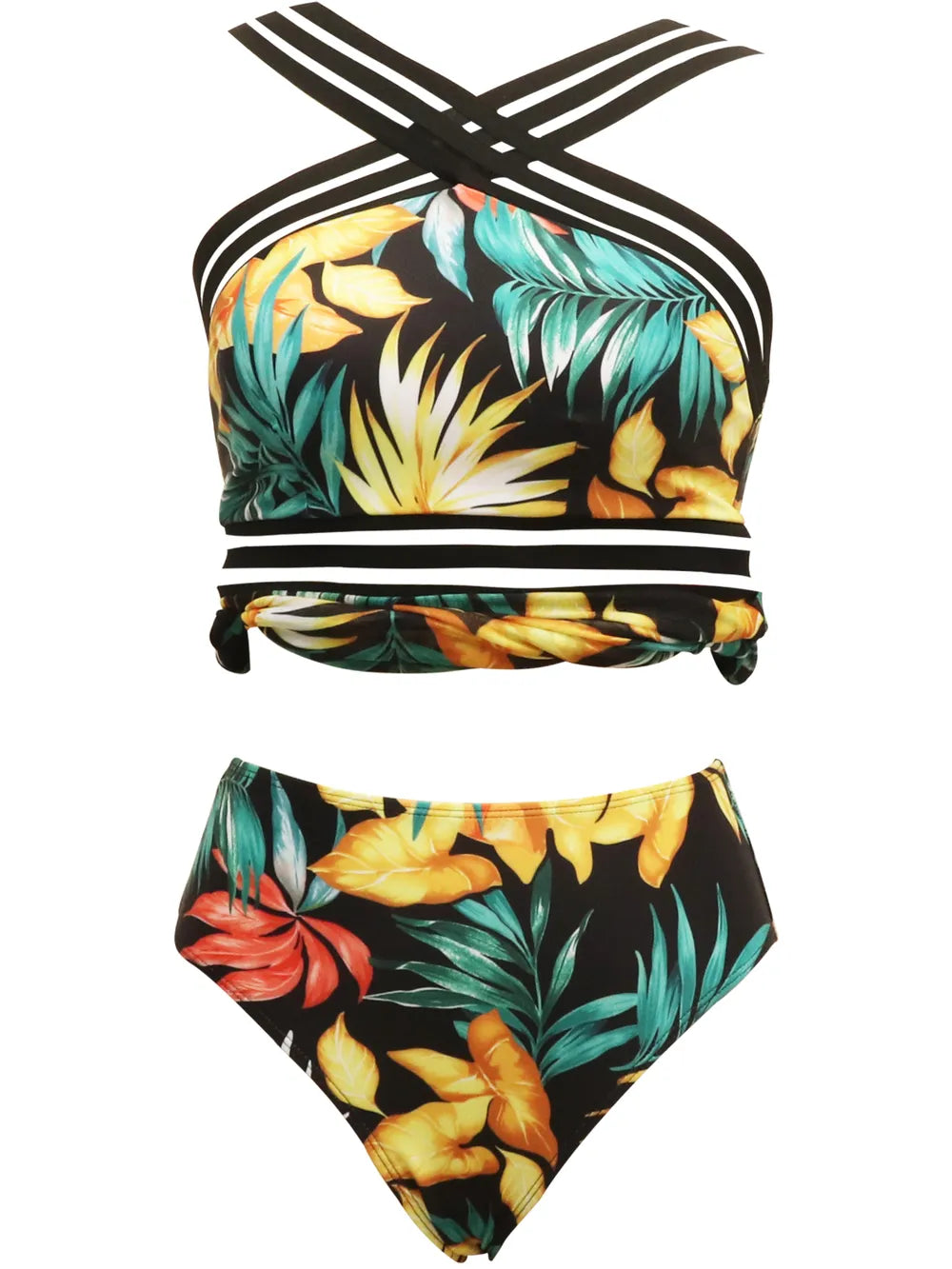 Cutout Printed Two-Piece Swim Set - Farnelli