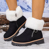 Fuzzy Ankle Boots with Zipper Detail - Black