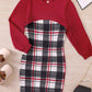 Children's Plaid Print Long Sleeve Dress Set - Farnelli