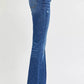 RISEN Full Size Distressed Mid Rise Flare Jeans Plus Size - Farnelli