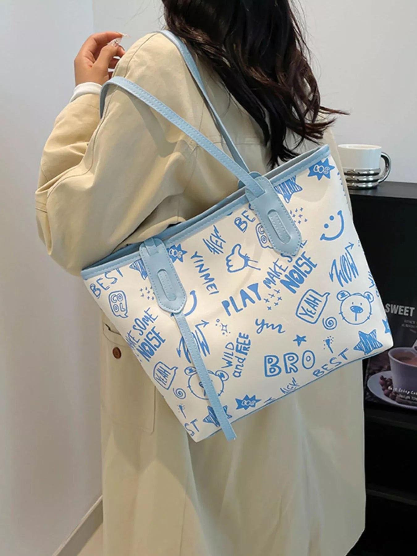 Graffiti Print Casual Tote Bag - Farnelli