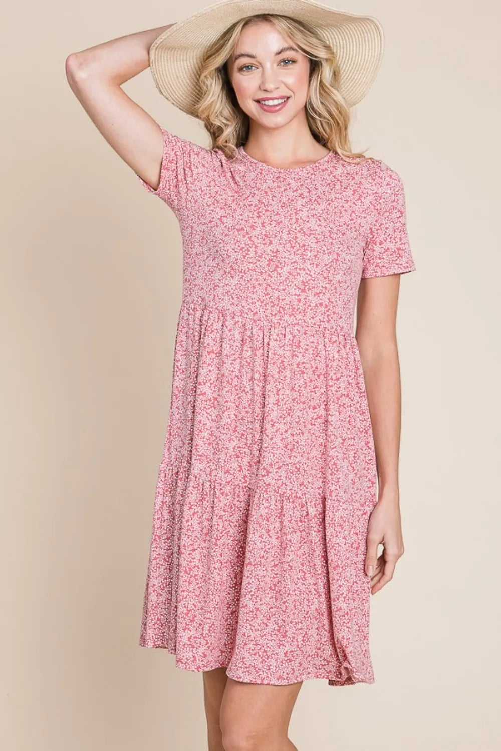 BOMBOM Printed Short Sleeve Mini Dress - Farnelli