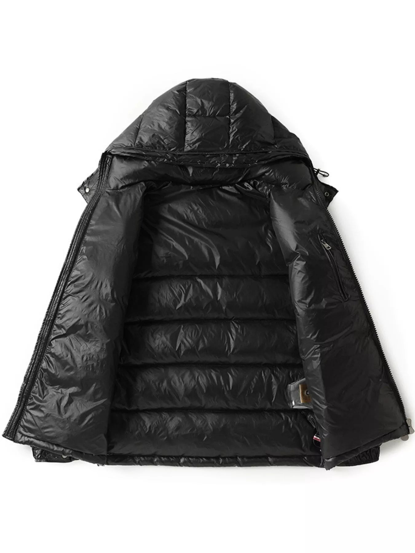 Men's Full Size Hooded Puffer Jacket with Side Zipper Pockets Plus Size - Farnelli