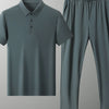 Men's Full Size Button Detail Short Sleeve Polo Plus Size - Grey