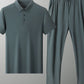 Men's Full Size Button Detail Short Sleeve Polo Plus Size - Farnelli